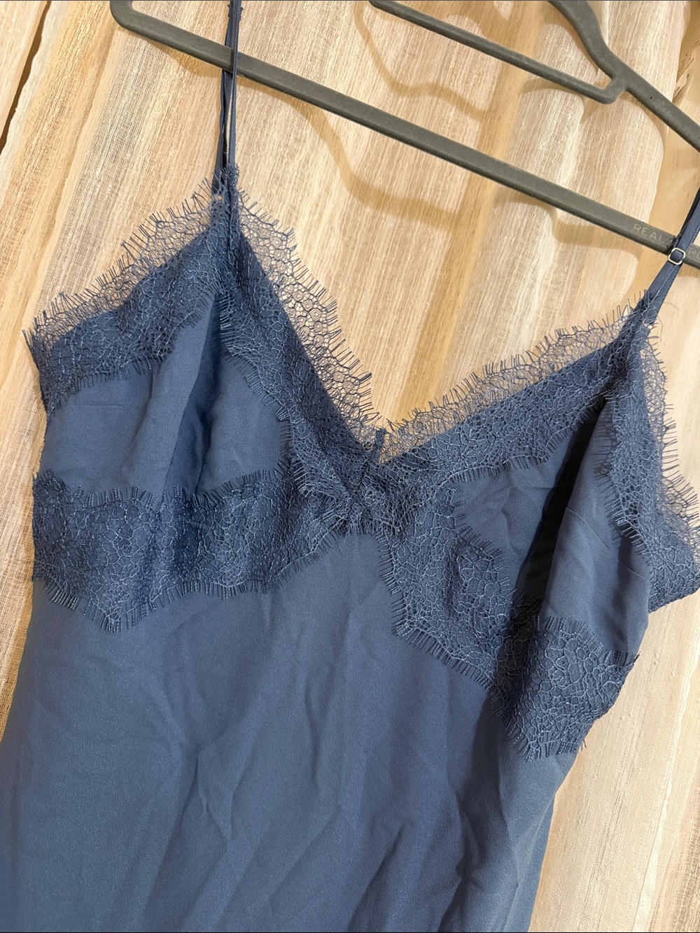 LOFT Lace Trim Midi Slip Dress Precious Sapphire Blue NWT - Picture 7 of 9